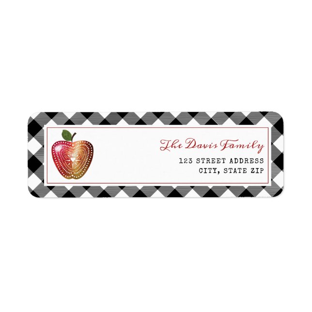 Vattenfärgsfolkart Apple Pput Fall Höst Returadress Etikett (Framsidan)