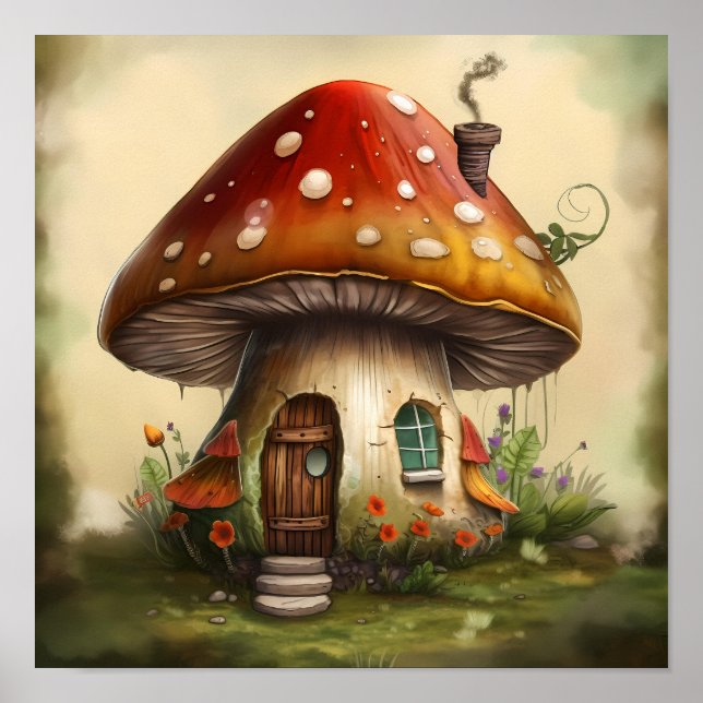 Vattenfärgsförändrad konsthölje med svampkonst poster (Framsidan)