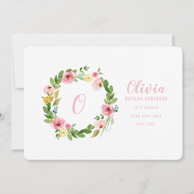 Vattenfärgsförlossning Tack Kort (Framsida)