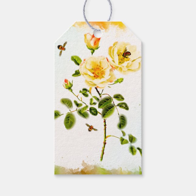 Vattenfärgsformat Ro med Bees Gift-Märkre Presentetikett (Framsidan)