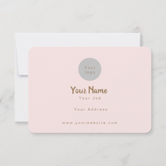 Vattenfärgsformat Rosa Blanka tackkort Tack Kort (Baksida)