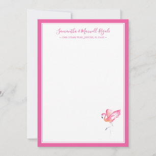 Vattenfärgsformat Rosa Flamingo Personal Stationer Anteckningskort