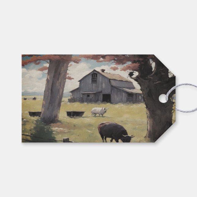 Vattenfärgsförpackning för gårdshus i pappra lakan presentetikett (Framsidan (Horisontell))