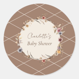 Vattenfärgsförsegling för babyskor, Blommigt för b Runt Klistermärke