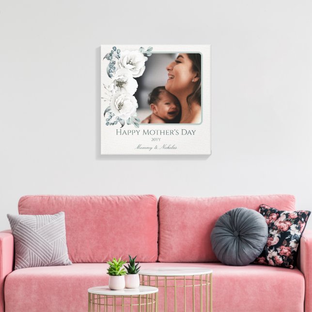 Vattenfärgsfoto, Blommigt Mors dag Canvastryck (Insitu (Vardagsrum))