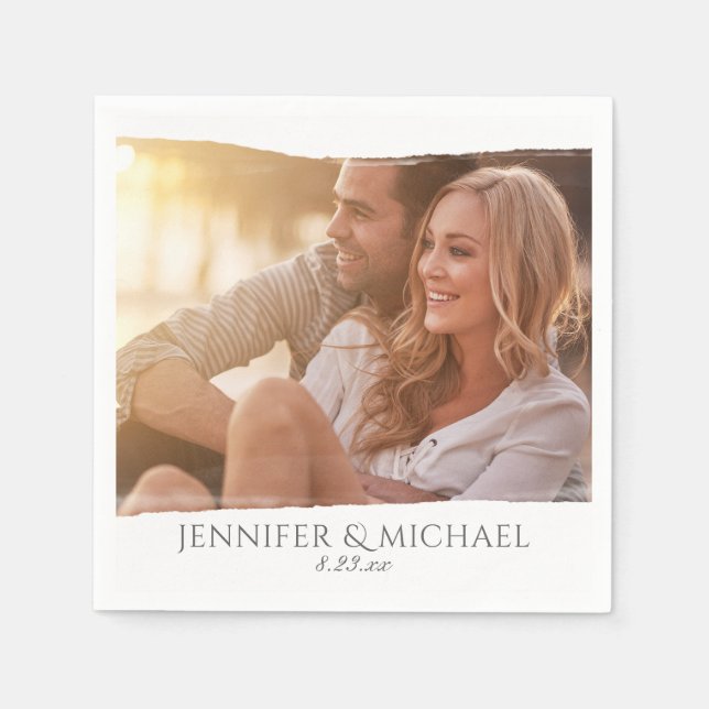 Vattenfärgsfoto Bröllop Cocktail Napkins Pappersservett (Framsidan)