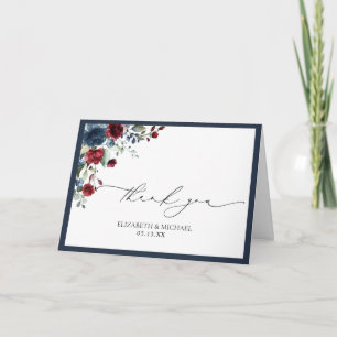Vattenfärgsfoto Bröllop i Blommigten Navy Blue Bur Kort
