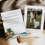 Vattenfärgsfoto Cancun Mexico Beach Wedding Photo Inbjudningar<br><div class="desc">Kancun Mexico Beach Wedding Photo Investigation är ett underbart sätt att visa dina gäster stil och inbjudan för ditt speciella evenemang. Mallen är enkel att redigera och anpassa så att du kan skapa inbjudan till perfekten efter dina behov. Klicka på knappen "Anpassa" och använda verktyg som är utformat för att...</div>