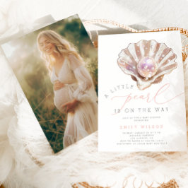 Vattenfärgsfoto Little Pearl Baby Shower Inbjudningar