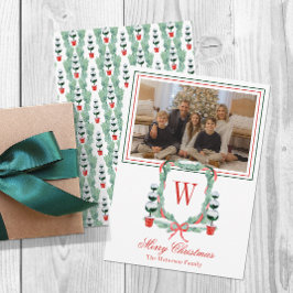 Vattenfärgsfoto Monogram jul - topp-Vapensköld Julkort