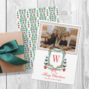 Vattenfärgsfoto Monogram jul - topp-Vapensköld Julkort
