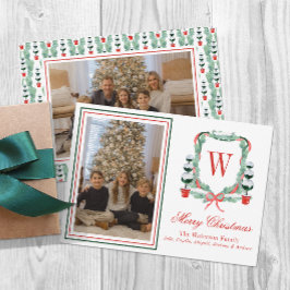 Vattenfärgsfoto Monogram jul - topp-Vapensköld Julkort