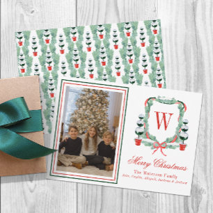 Vattenfärgsfoto Monogram jul - topp-Vapensköld Julkort