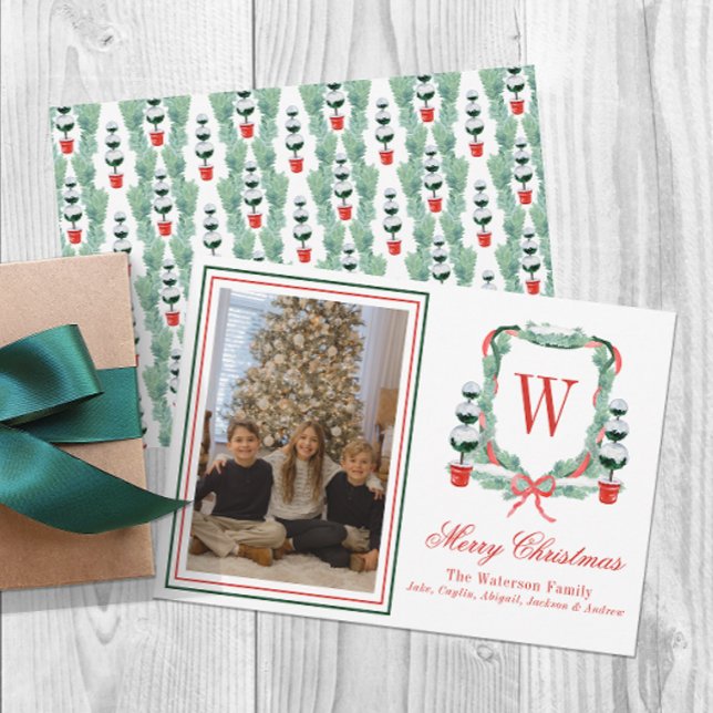 Vattenfärgsfoto Monogram jul - topp-Vapensköld Julkort (Skapare uppladdad)