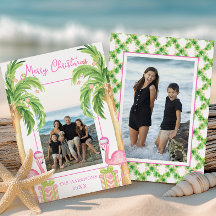 Vattenfärgsfoto Rosa Flamingo Beach-julfoto