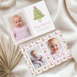 Vattenfärgsfoto Rosa Nutcracker Julgran Julkort