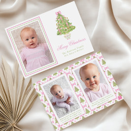 Vattenfärgsfoto Rosa Nutcracker Julgran Julkort