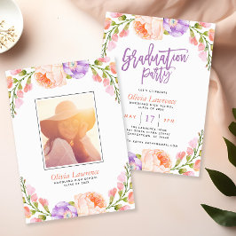 Vattenfärgsfoto Studentfest Blommigt Inbjudan