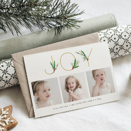 Vattenfärgsfoto Vår jul Joy Three Photo Card Julkort