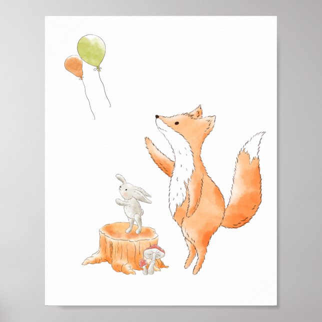 Vattenfärgsfox Poster (Framsidan)