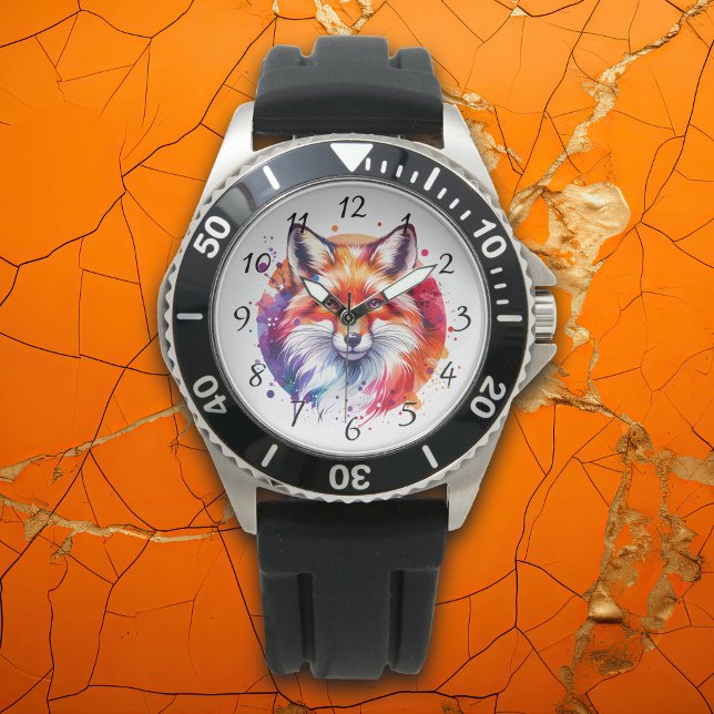 Vattenfärgsfoxillustration Armbandsur (Skapare uppladdad)