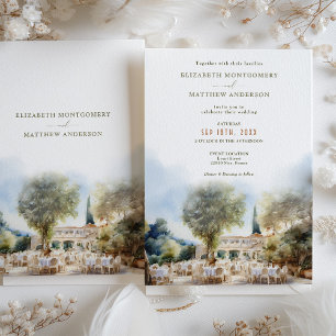 VattenfärgsFransk Riviera Destination Wedding Inbjudningar