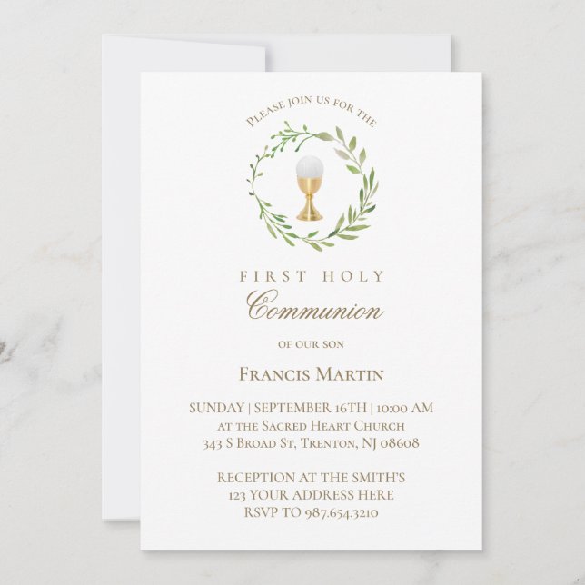 vattenfärgsfras grönt krans första heligan gemensk inbjudningar (Framsida)