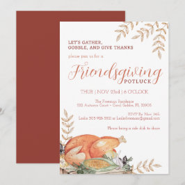 Vattenfärgsfriendsgiving inbjudan att lämna projek