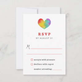 Vattenfärgsfyllt Pride Heart Gay Lesbisk Bröllop OSA Kort