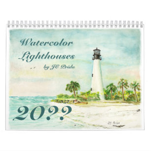 Vattenfärgsfyrar efter JC Prida Fine Art Kalender