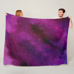 VattenfärgsGalaxies lila rosa Fleecefilt