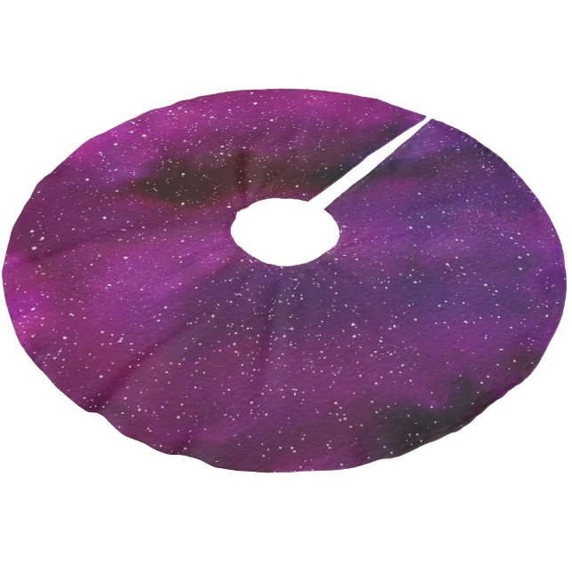 VattenfärgsGalaxies lila rosa Julgransmatta Borstad Polyester (Vinklad)