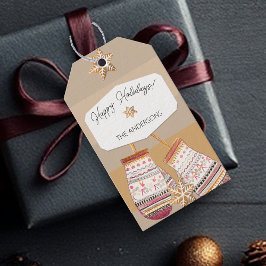 Vattenfärgsgingerbröd Caramel Tones Presentetikett