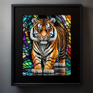 Vattenfärgsglaset Stil Tiger 5:4 Poster