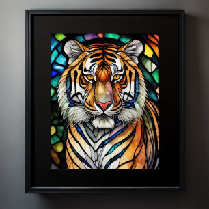 Vattenfärgsglaset Stil Tiger 5:4 Poster