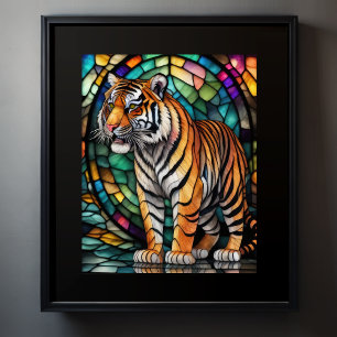 Vattenfärgsglaset Stil Tiger 5:4 Poster