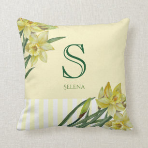 Vattenfärgsglasyr Flower Blommigt Art Monogram Kudde