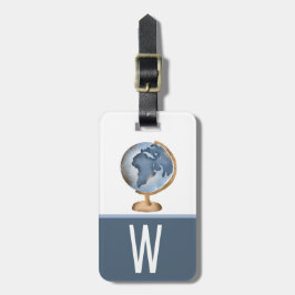 Vattenfärgsglob, Blue, White, Brown Barn Initial Bagagebricka