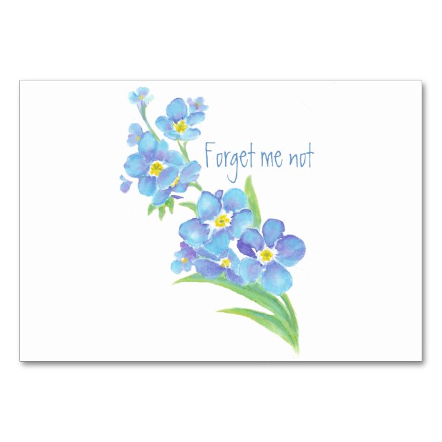 Vattenfärgsglös Söt-blå blommigt Bordsnummer (Framsidan)