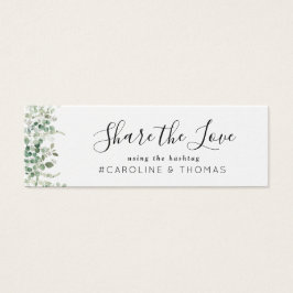 vattenfärgsgrå hashtaggkort för bröllop litet visitkort