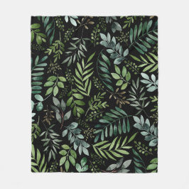 Vattenfärgsgrå löv fleecefilt