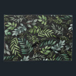 Vattenfärgsgrå löv  kökshandduk<br><div class="desc">Elegant Watercolor löv och grenar mönster</div>