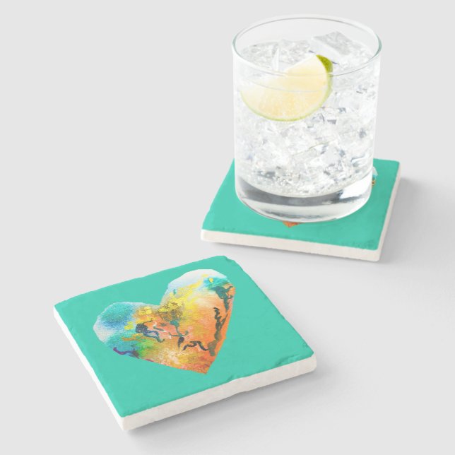 Vattenfärgsgraffiti-hjärta Stenunderlägg (Sidan)