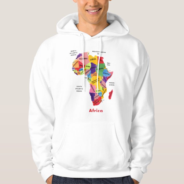 Vattenfärgsgrafik i afrika Karta Hoodie (Framsida)