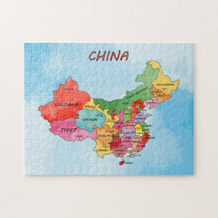 Vattenfärgsgrafik i china Karta Pussel