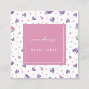 Vattenfärgsgrafik Watermelon Nutritionist Dieticia Fyrkantigt Visitkort