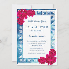 Vattenfärgsgrecian Elegance + Rosa Baby Shower Inbjudningar
