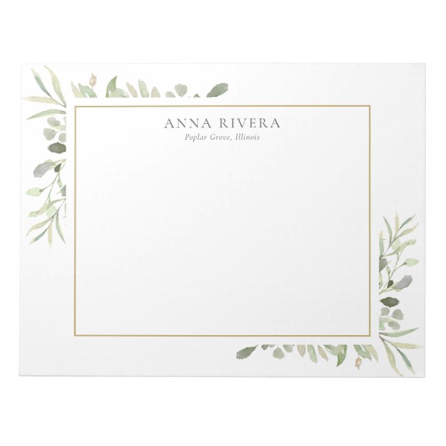 VattenfärgsGreenery-Blommigt Anteckningsblock (Framsida)