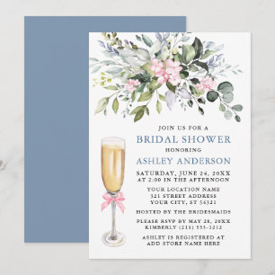 VattenfärgsGreenery Möhippa Dusty Blue Rosa Inbjudningar