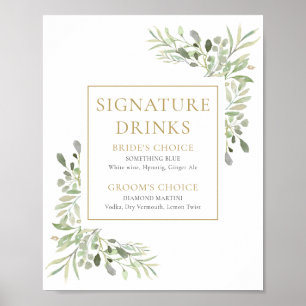 VattenfärgsGrekland Namnteckning Drinks-tecken Poster